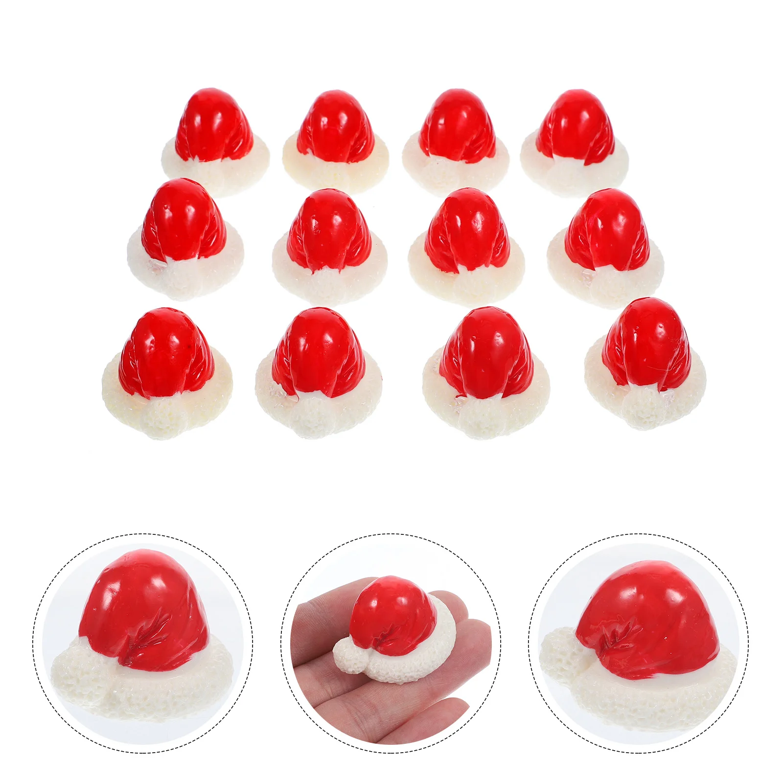 Micro Landscape Red Christmas Hat DIY Decoration Accessories Small Ornaments 12pcs (large Size) Decorations Miniature