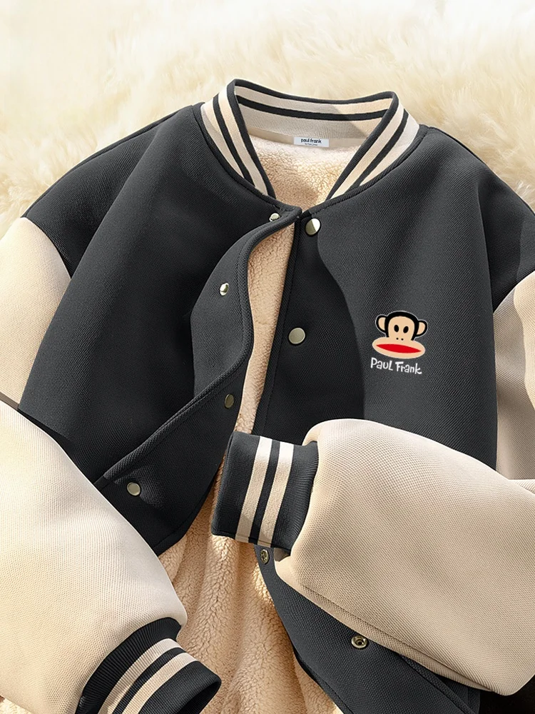 

Men's Fce Lined Baseball Jaet Autumn Winter Sle Stand Collar Jaet Thiened Polyester Ammonia Elastic Fiber