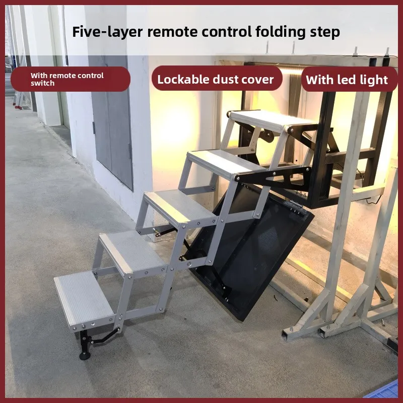 RV electric folding pedal off-road heavy duty truck with lights five-layer folding step