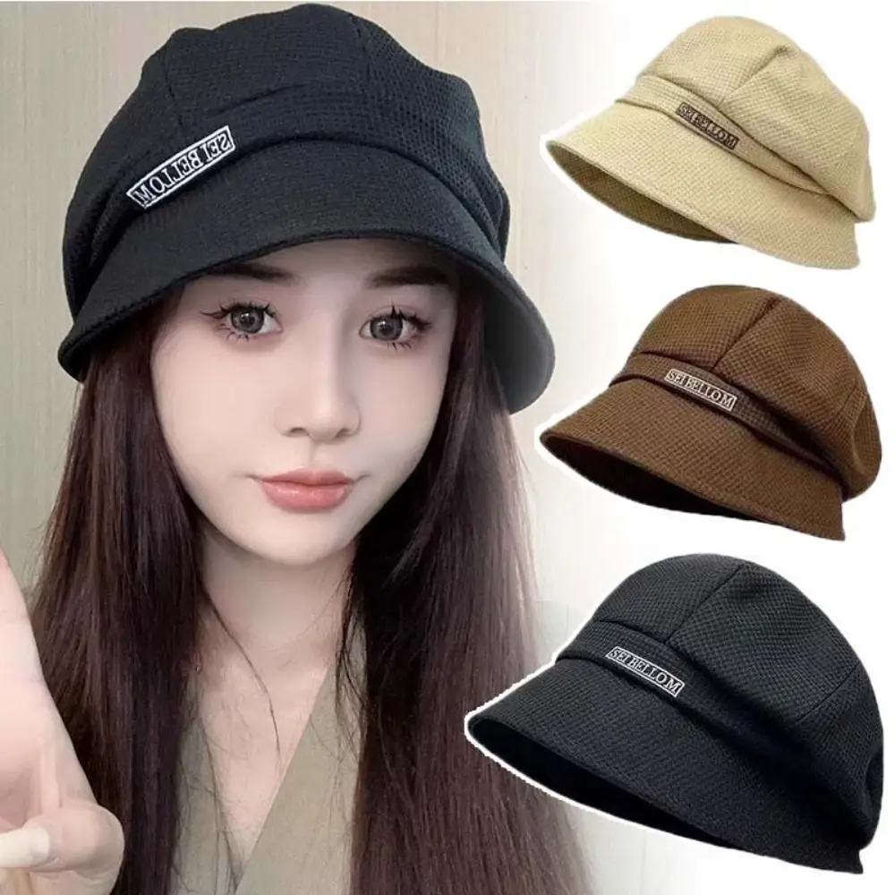 

Casual Wide Brim Sun Hat Solid Color Breathable Outdoor Beach Hat with Mask Hook UV Protection Duckbill Hat Fishing