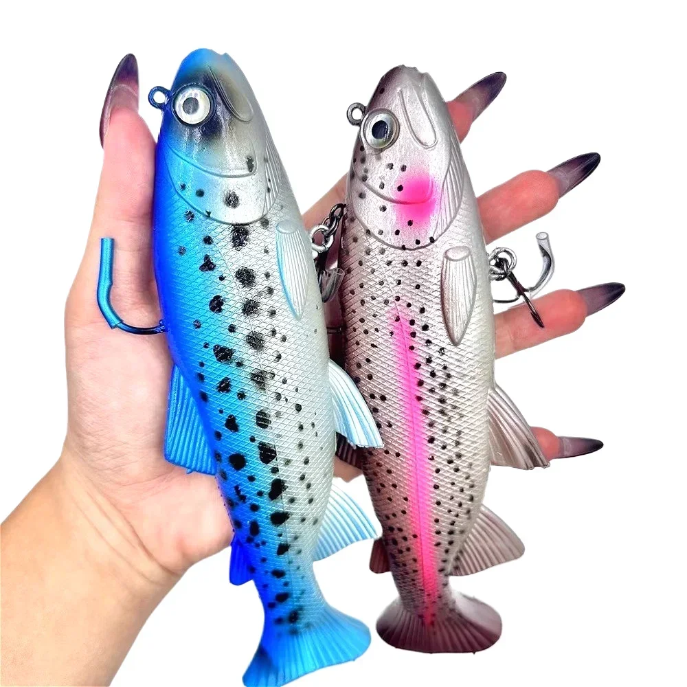 Soft Bait Plastics Swimbait Silicone Lure Rubber Fish 180mm 125g Jighead Big Game Fishing Gear Predator Artificial Wobblers