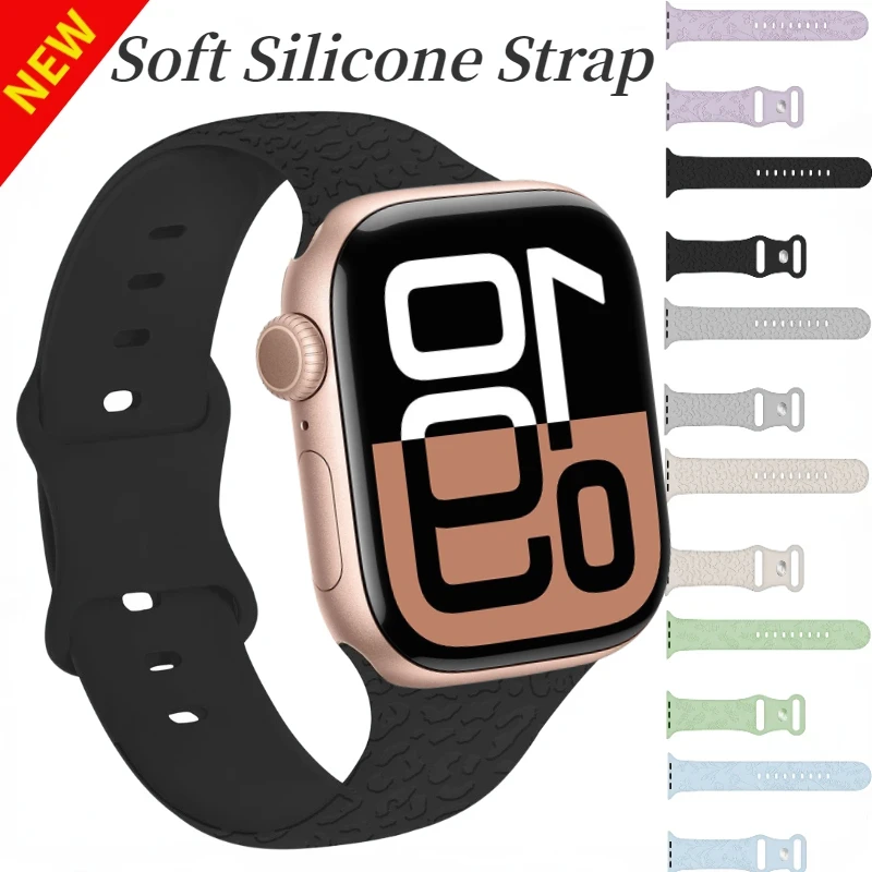 

Ремешок силиконовый мягкий с узором для Apple Watch, спортивный браслет для iWatch 10 9 8 7 6 5 4 SE Correa, 45 мм 44 мм 42 мм 41 мм 40 мм 46 мм