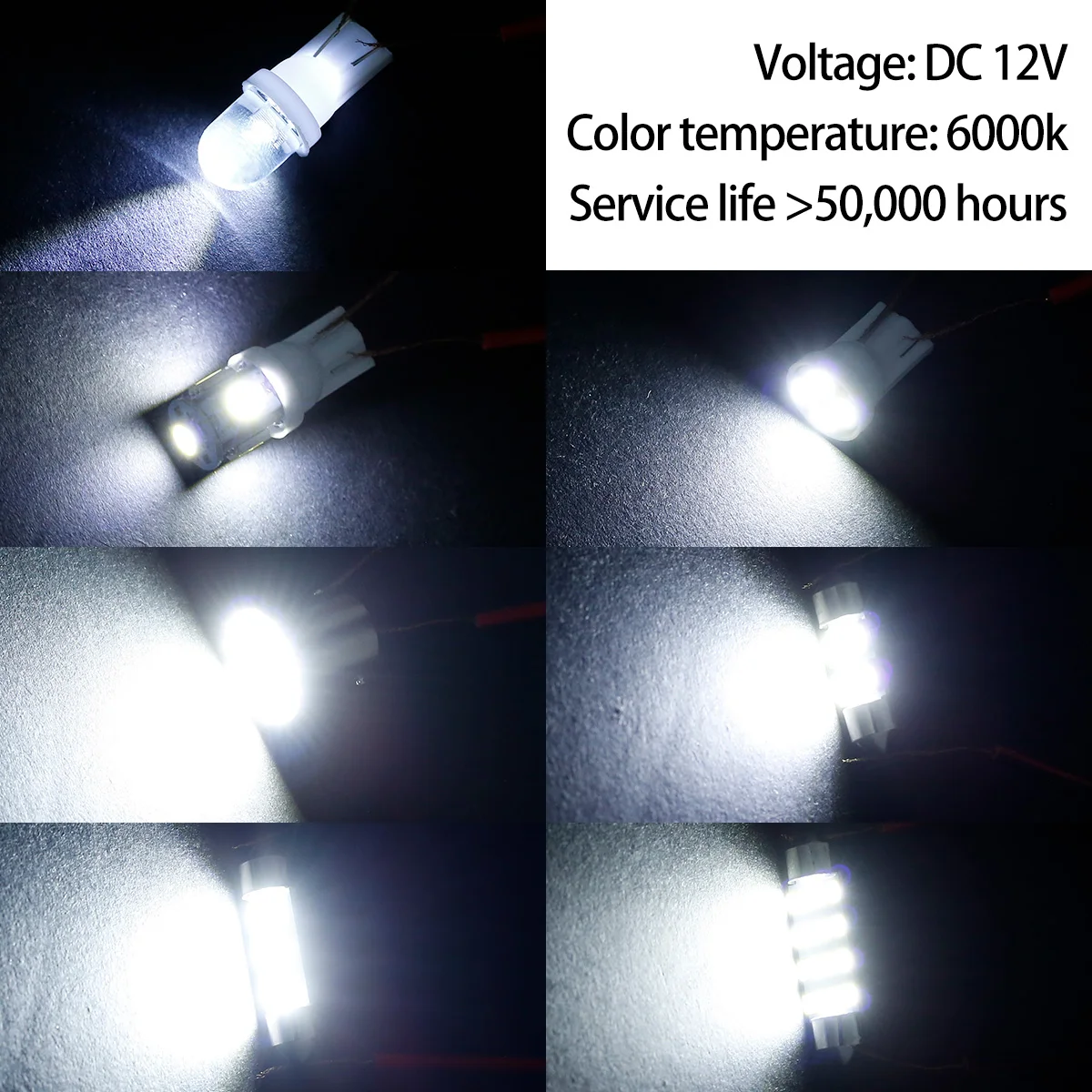 42/20Pcs LED Car Interior Lights T10 6000K SMD LED Xenon White Interior Light Bulbs Replacement License Plate Reading Light Bulb