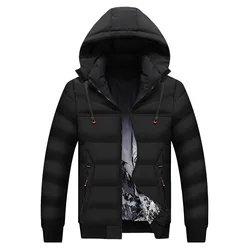 Men Winter Double-sided Parkas Jackets Mens Casual Snow Mountain Print Cotton Down Coats Thicken Warm Windproof Hooded Outwear