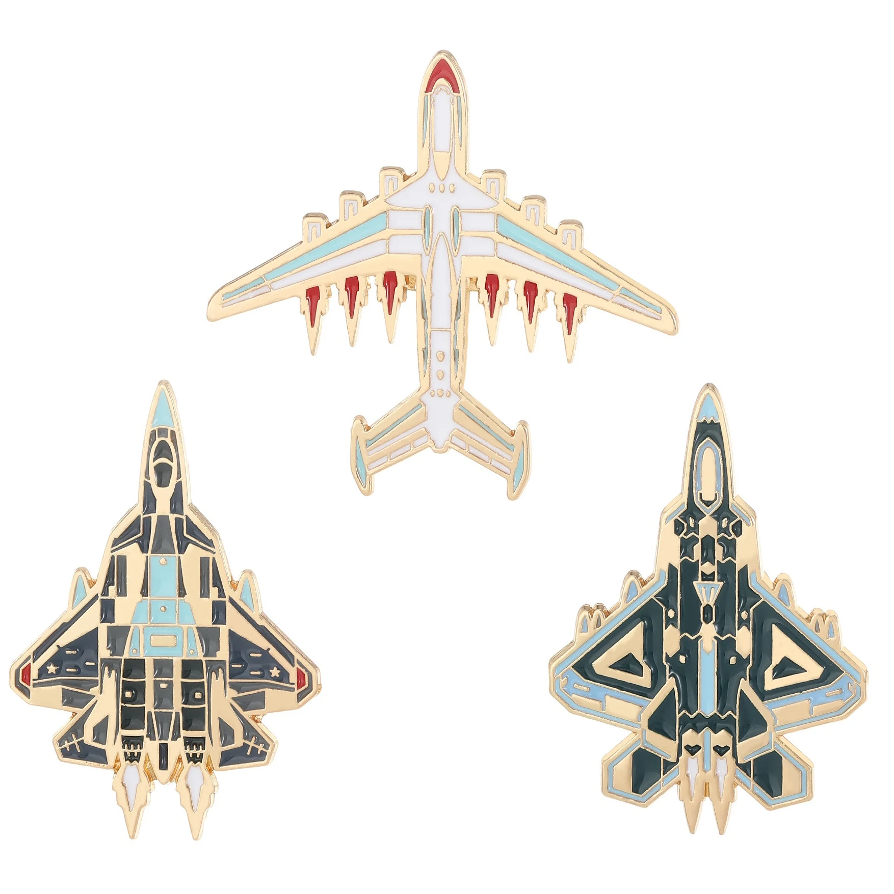Creative Fighter Jet Shaped Enamel Lapel Pins Classic B2 Bomber J20 Design Alloy Brooch Aircraft Badge Clothes Backpack Decor