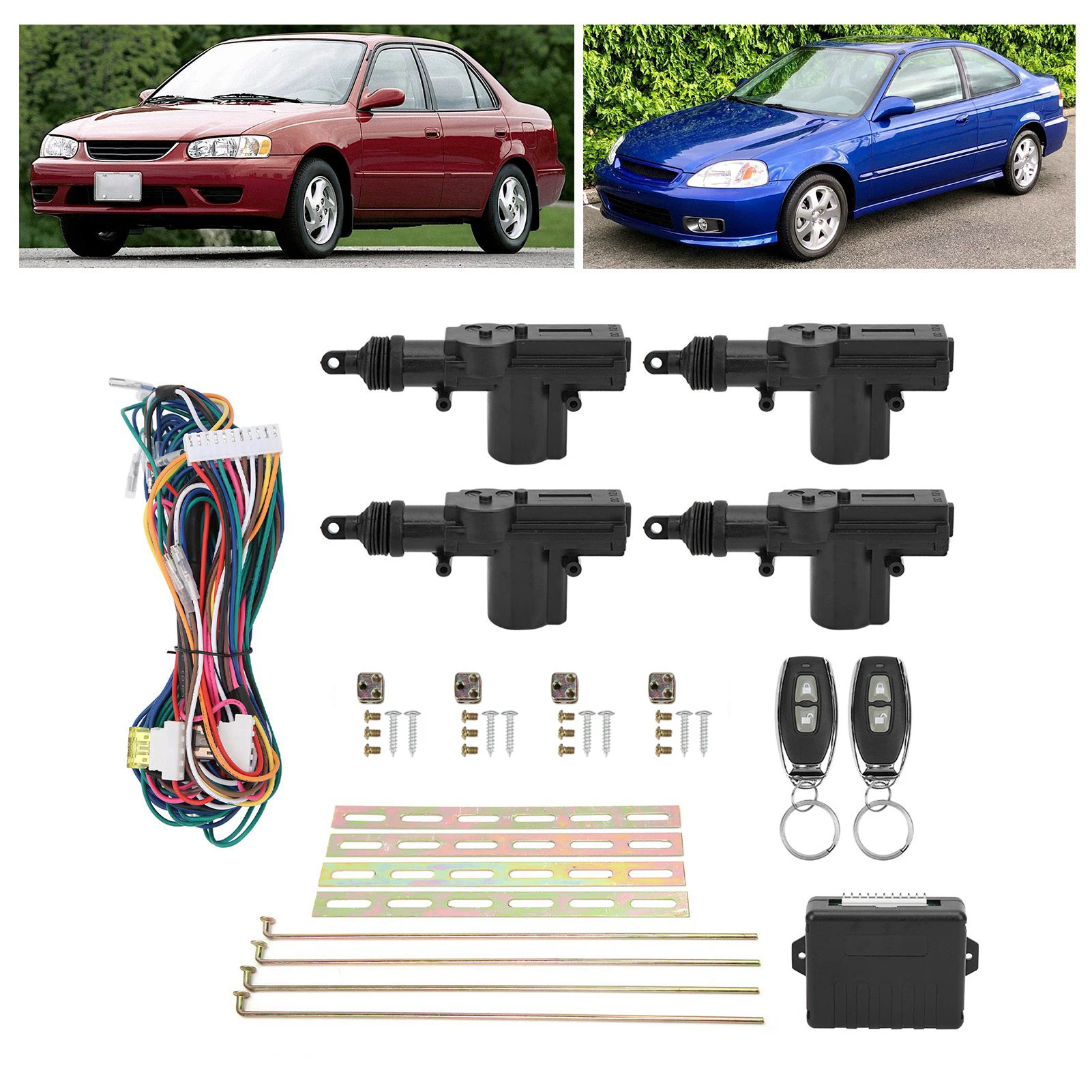 

Central Lock Kit Remote Control Keyless Entry System 12V W/LED Indicator with 2 Controllers Central Lock Remote Control