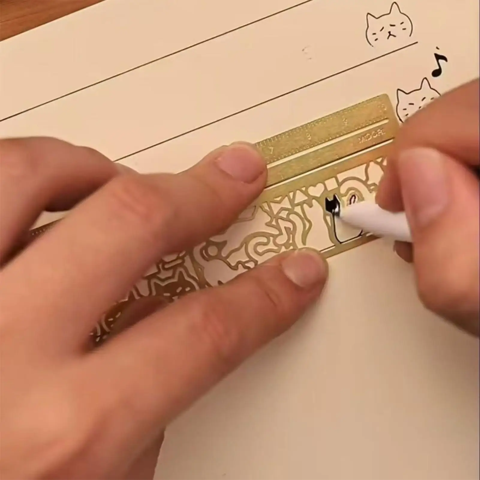 Cartoon Cat Ruler Metal Cat Patterns Template Portable Cats Claw Ruler For Drawing Diary Painting Hand Account Tool