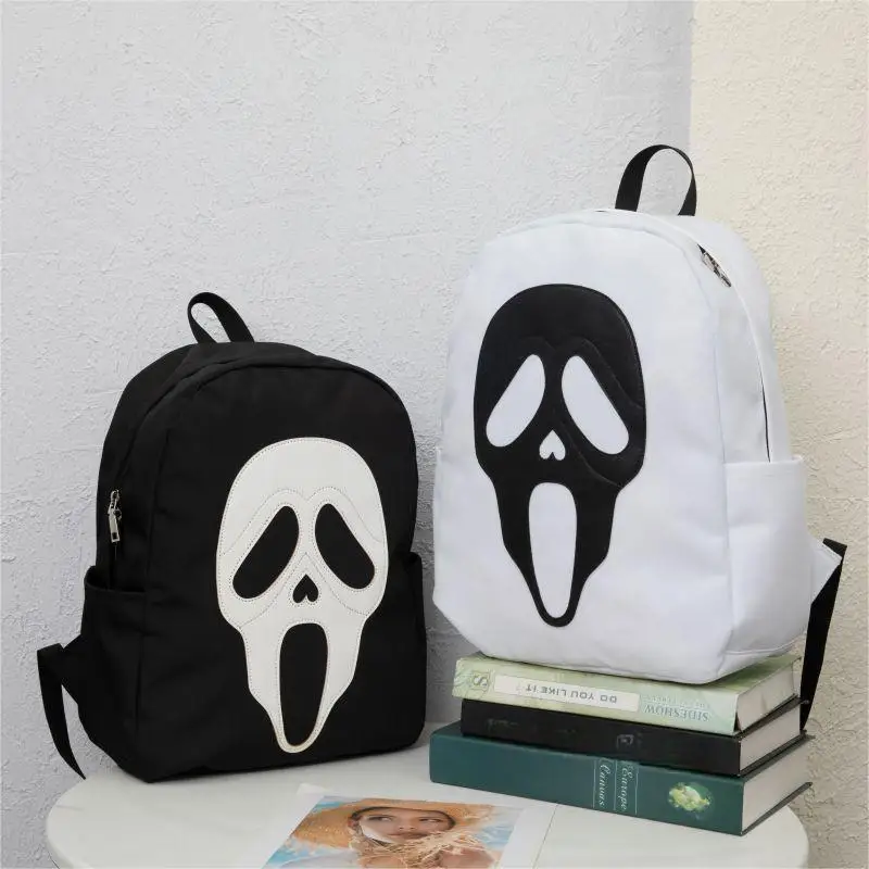 Cute Horror Ghost Backpack Halloween Designer Black Skull Cartoon School Book Bag Rucksack Gift