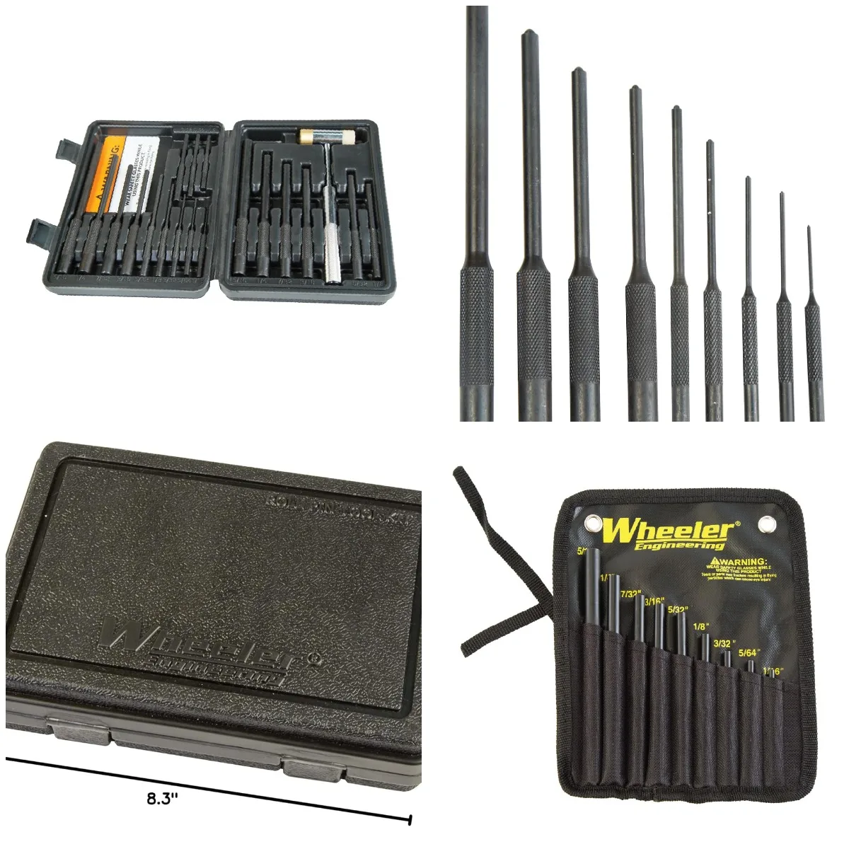 

Master Roll Pin Punch Set with Dual Sided Hammer, Roll Pin Punches and Starters, Storage Case for Gunsmithing, silver