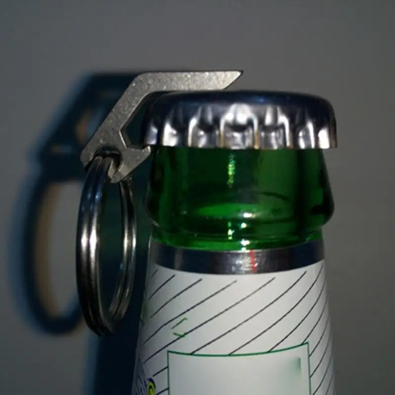 Titanium Alloy Creative Mini Beer Bottle Opener Keychain with Key Rings Pocket Key Ring Tool for Outdoor Camping, Hiking