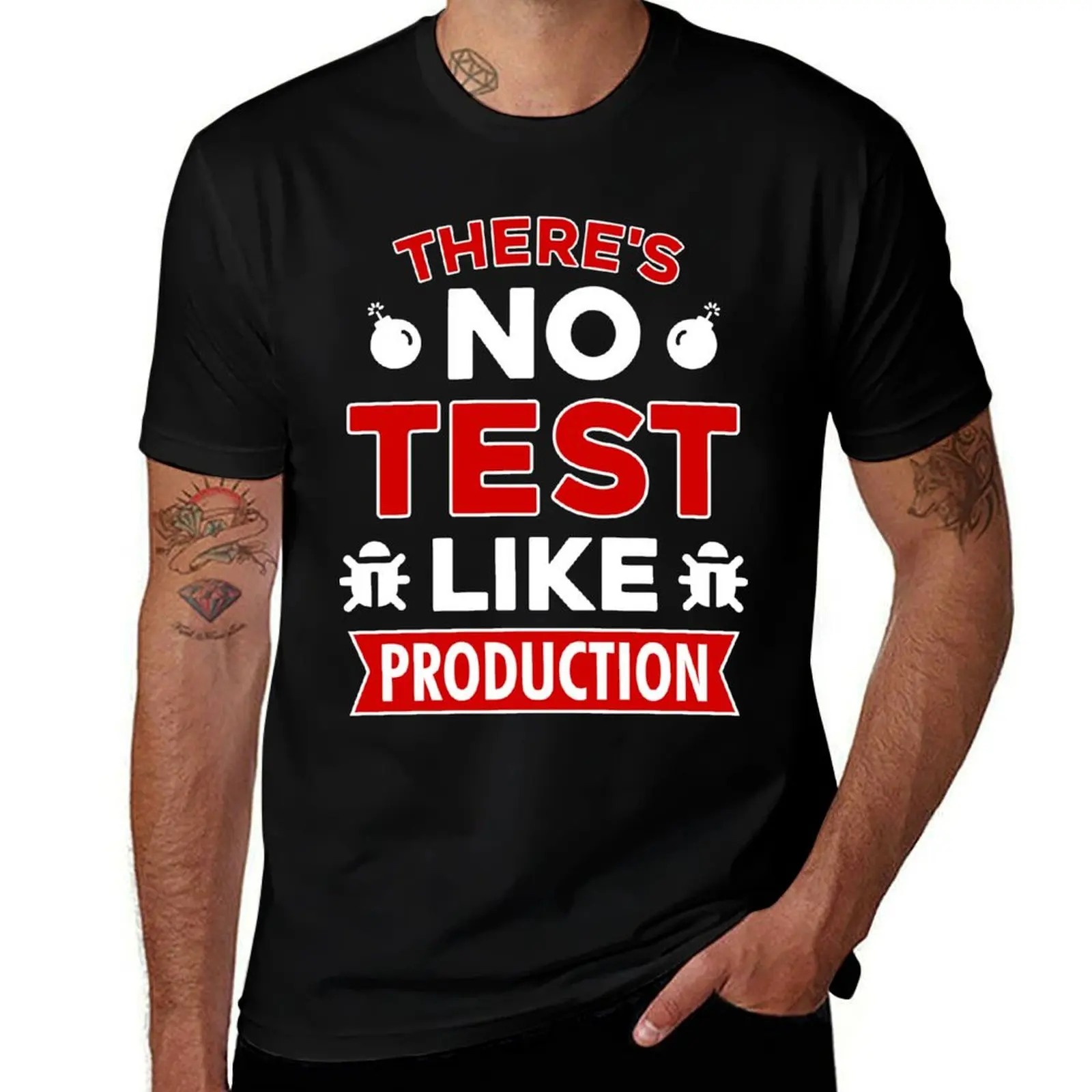 

There's No Test Like Production - Developer QA Tester Design T-Shirt t shirt man casual t shirts for man cotton T-shirt