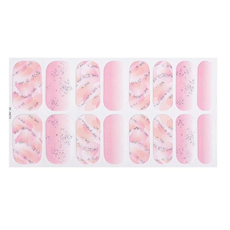 G99E French Tip Gels Strips Glittering Nails Polish Stickers Flower Sticker