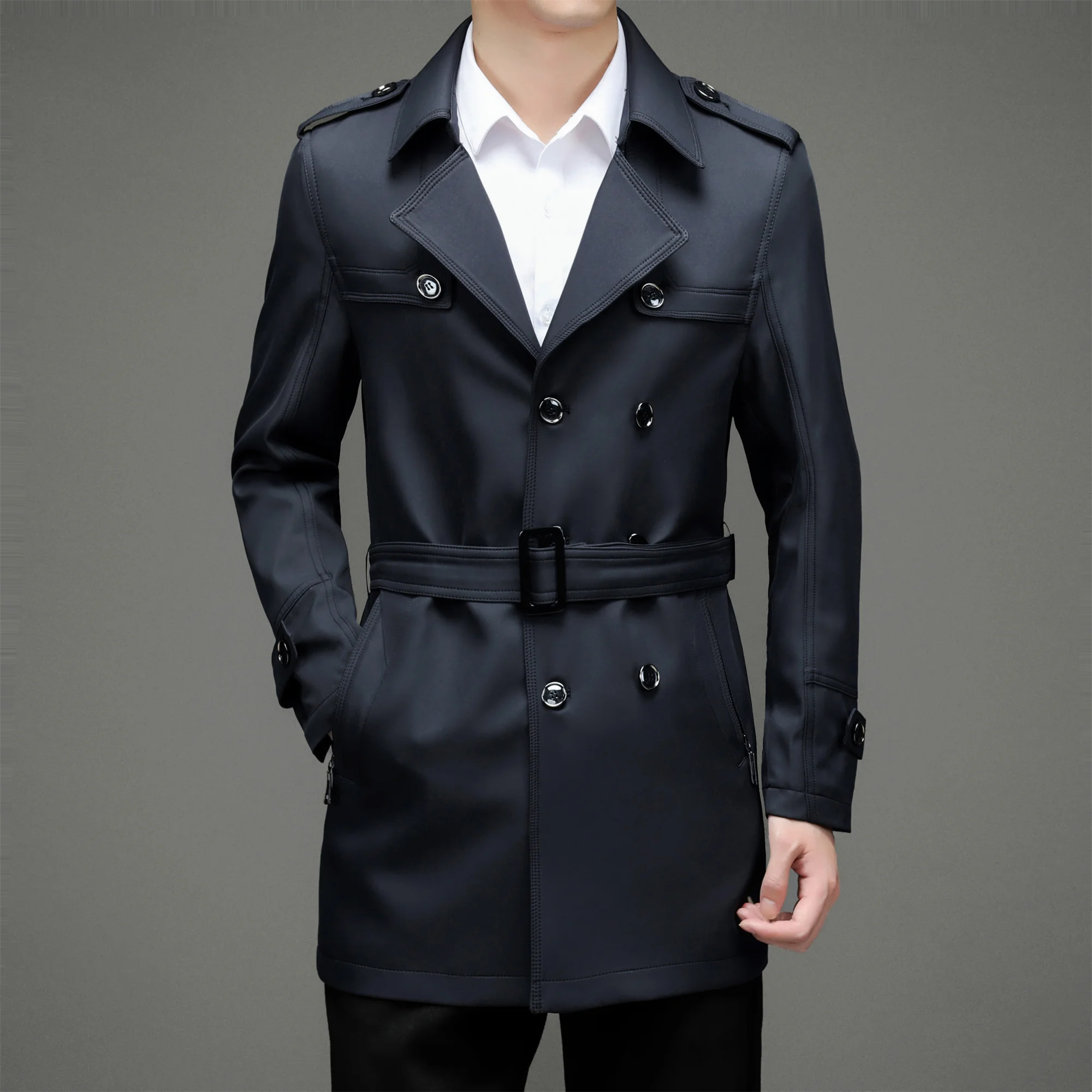 2024 Autumn Men Long Trench Fashion British Style Trench Coats Mens Casual Outerwear Punk Jackets Windbreaker Brand Clothing 4XL