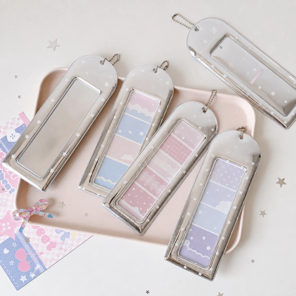 Cartoon Pvc Photocard Holder Ins-Style 4-Cut Photo Holder 4-Grid Card Holder Cute Portable Bag Charm For Event Ticket Organizer