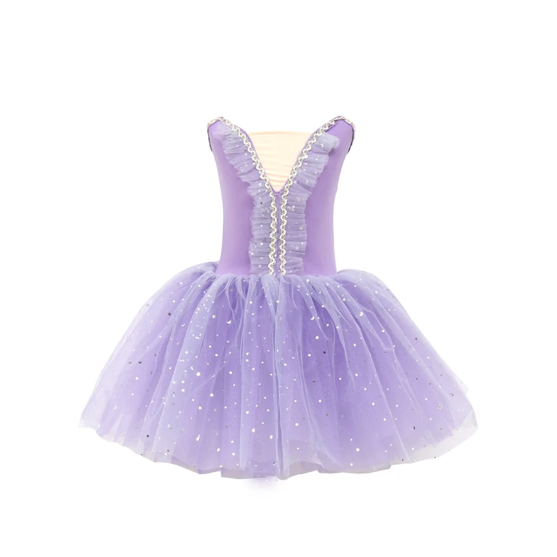 Vestido de balé feminino personalizado, Novo vestido deslizante, Saia Puffy infantil, Traje de desempenho Traje de dança cisne