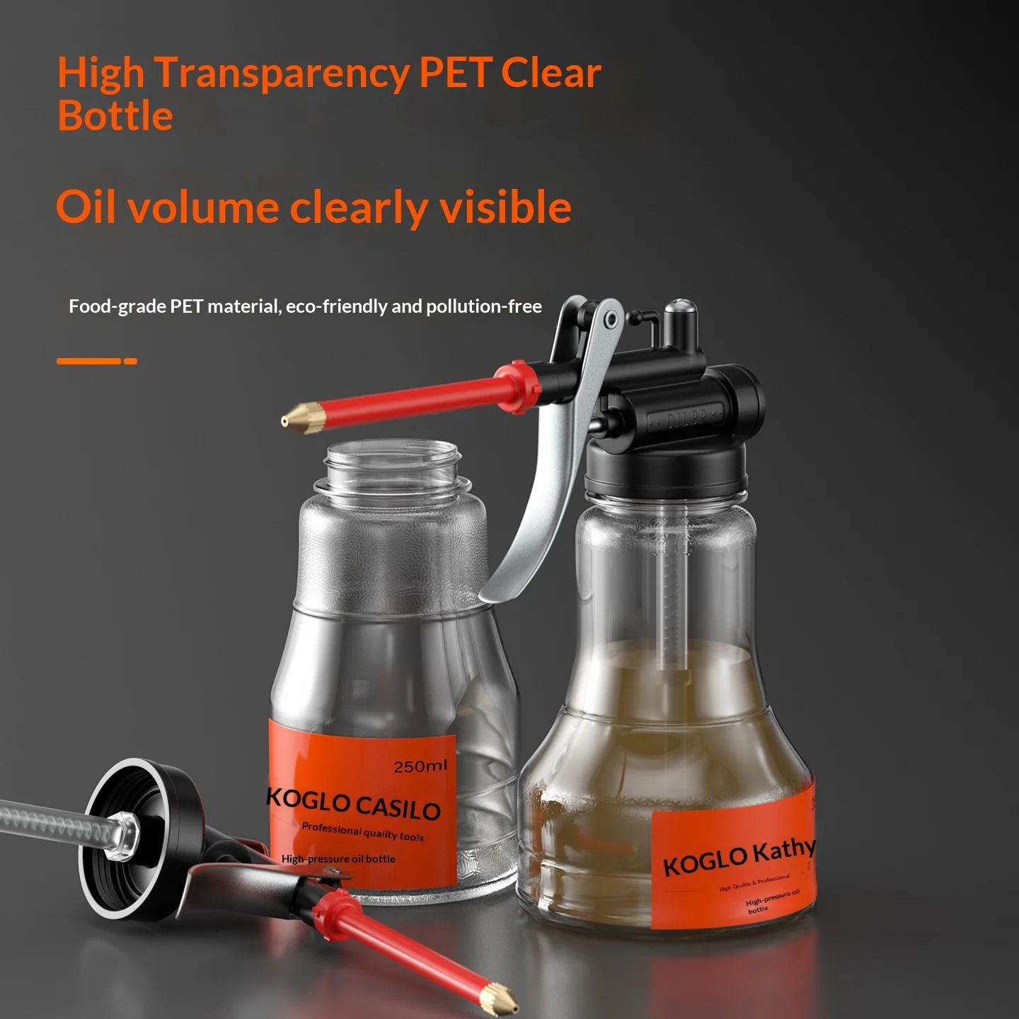 New 500ml Transparent Can for Quad Accessories Atv Adult Plastic Pump High Pressure Oil Oiler Lubrication Additions Machine Gun