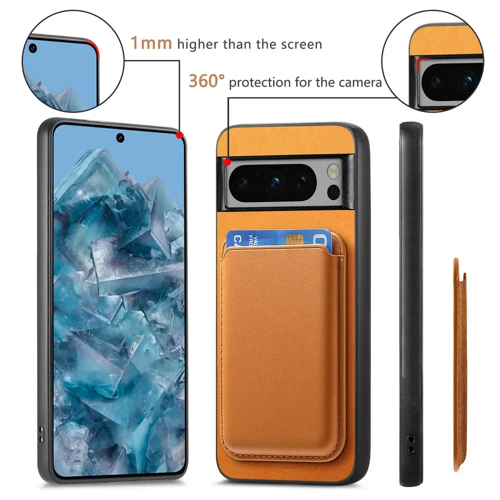 For Google Pixel 10 Pro XL Magnetic for Magsafe Leather Case for Pixel 10pro Pixel10 2 in 1 Detachable Wallet Card Slot Cover