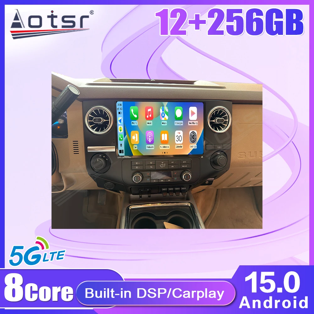 12.5 Inch Android 15 Car Radio Stereo For Ford F‑250 Pickup Truck 2009-2014 CarPlay WIFI 4G BT Multimedia Player 7862 Head Unit