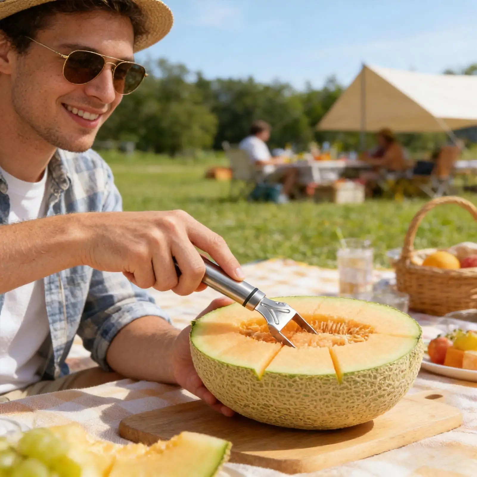 Watermelon Slicer Cutter Tool 2-in-1 Fork Slicer For Fruit Kitchen Fruit Cutter Tool For Home Picnic Party Kitchen Camping
