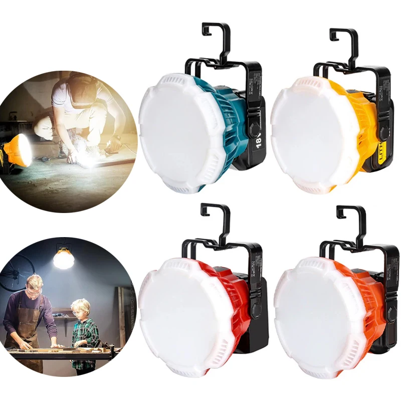 Portátil Led Luz de Trabalho para Exterior Lâmpada para Makita Dewalt Milwaukee Bosch Black Decker Artesão Bateria 18v 24w 2400lm