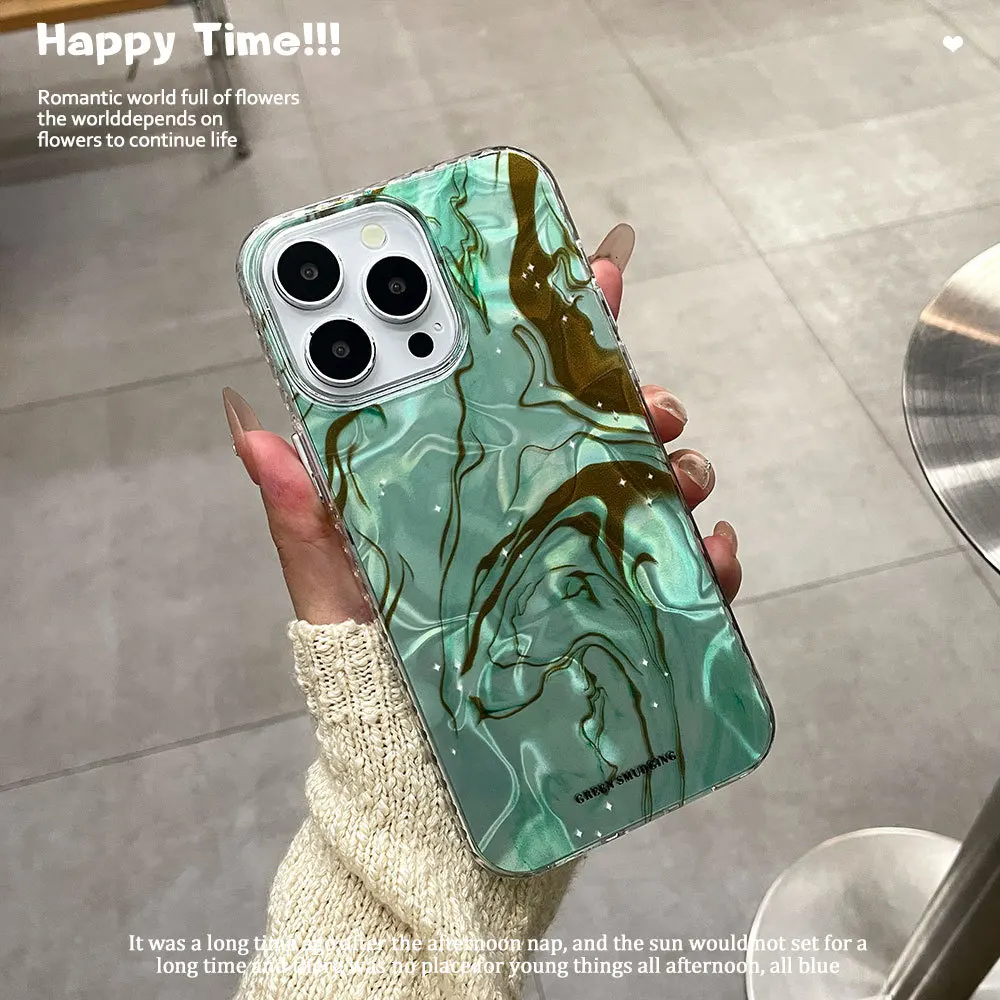 Laser Wrinkle Water Ripple Phone Case for iPhone12/13/14/15/16 (Pro/Max/Plus) Apple 17 AIR Women's Shockproof Protective Cover