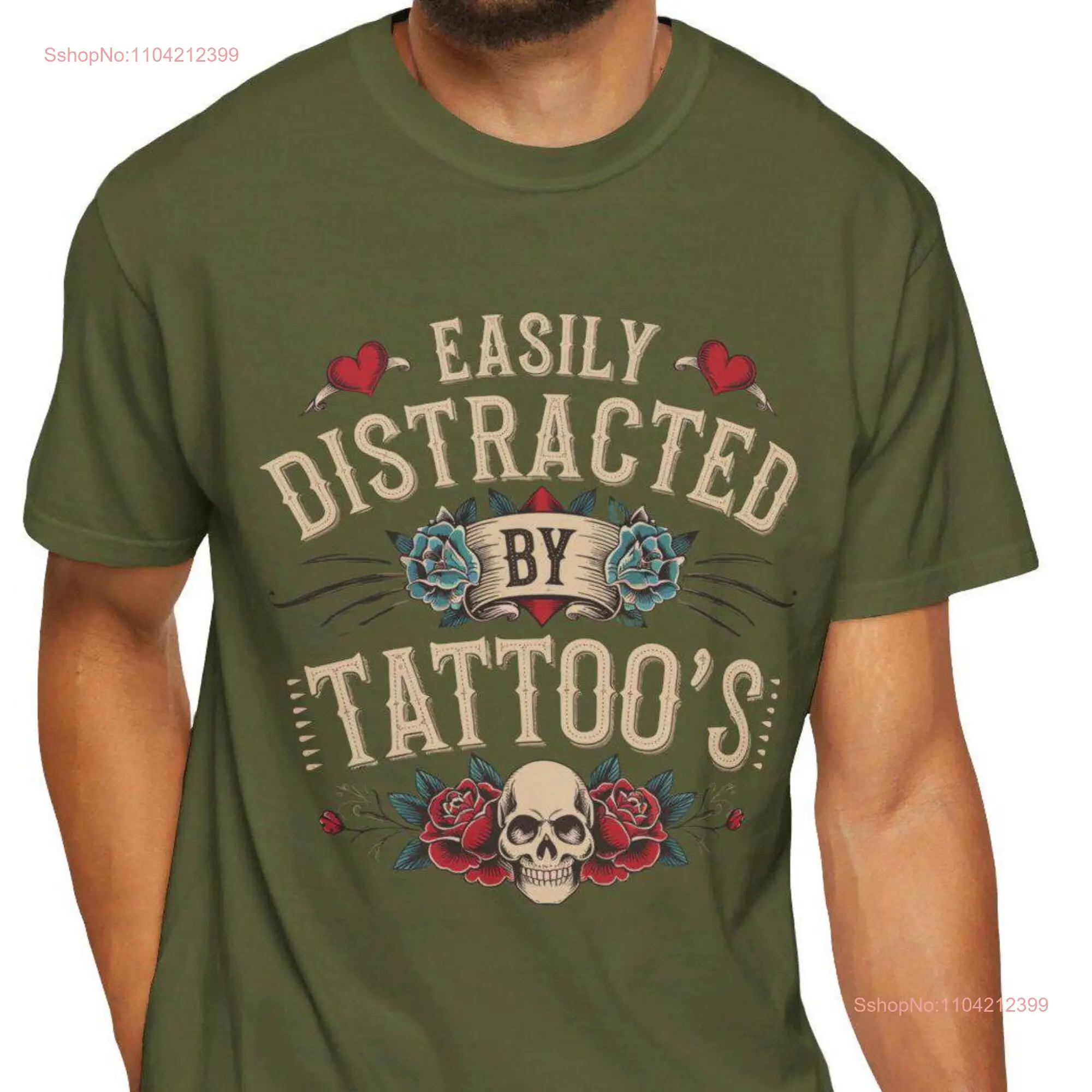 Cool Edgy Vintage Style Easily Distracted by Tattoo's Skulls Scrolls Roses Tattoo Lovers Comfort Colors Garment Dyed T shirt