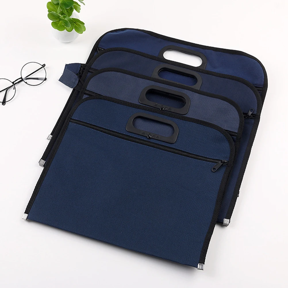 

5 Pcs A4 Waterproof Oxford Cloth File Bag Briefcase Holder Zipper Document Pouch Receipt Container Office Folder Storage