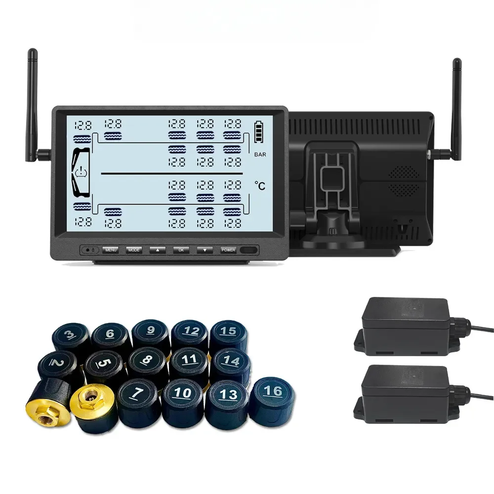 

Hot Selling Auto 8 12 16 22 Wheel TPMS Tyre Pressure Monitoring System Sensor Truck RV Tire Pressure Trailer