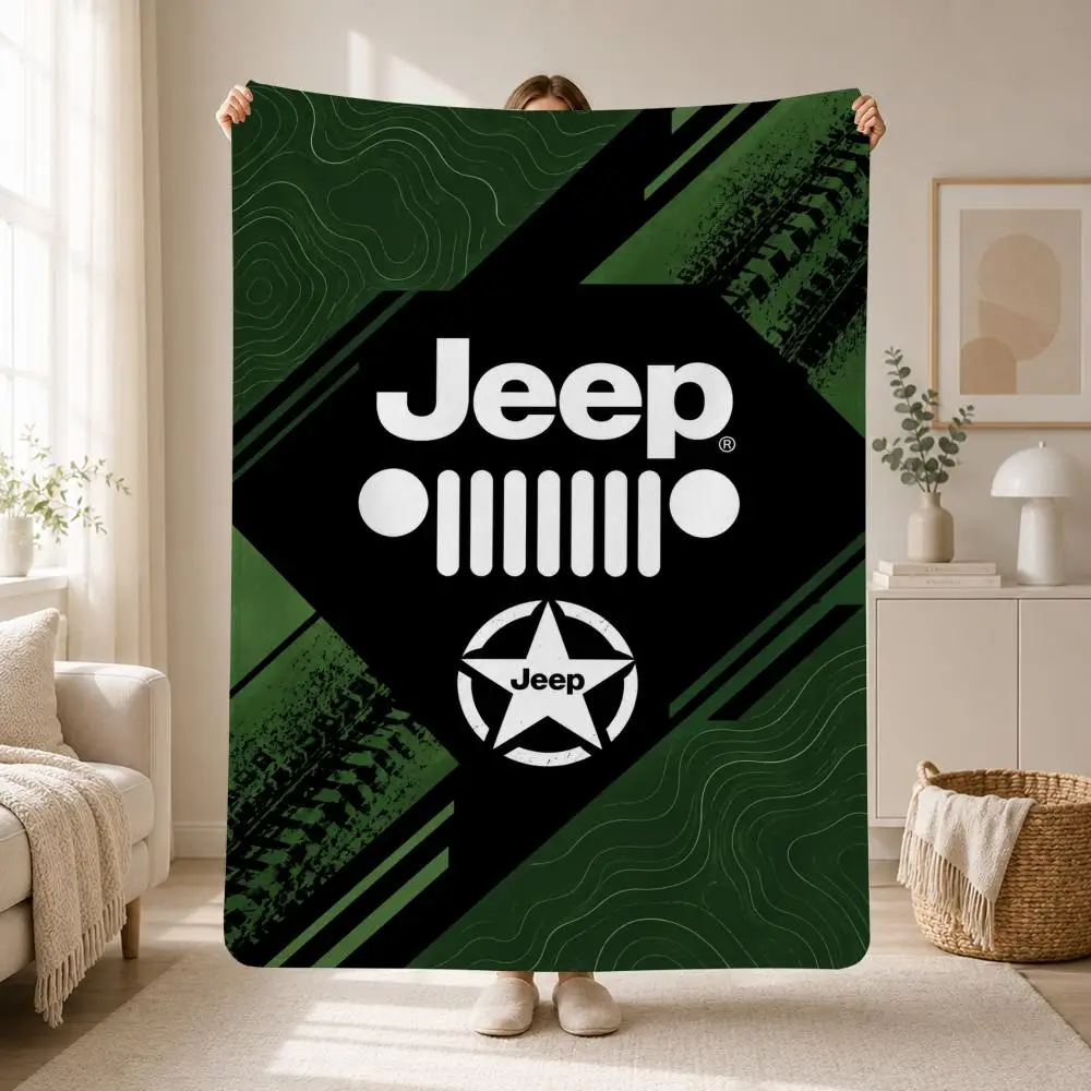 Classic Automotive Brand Jeep Throw Soft Plush Flannel Throw Blanket Sofa Bed Travel Home Decor
