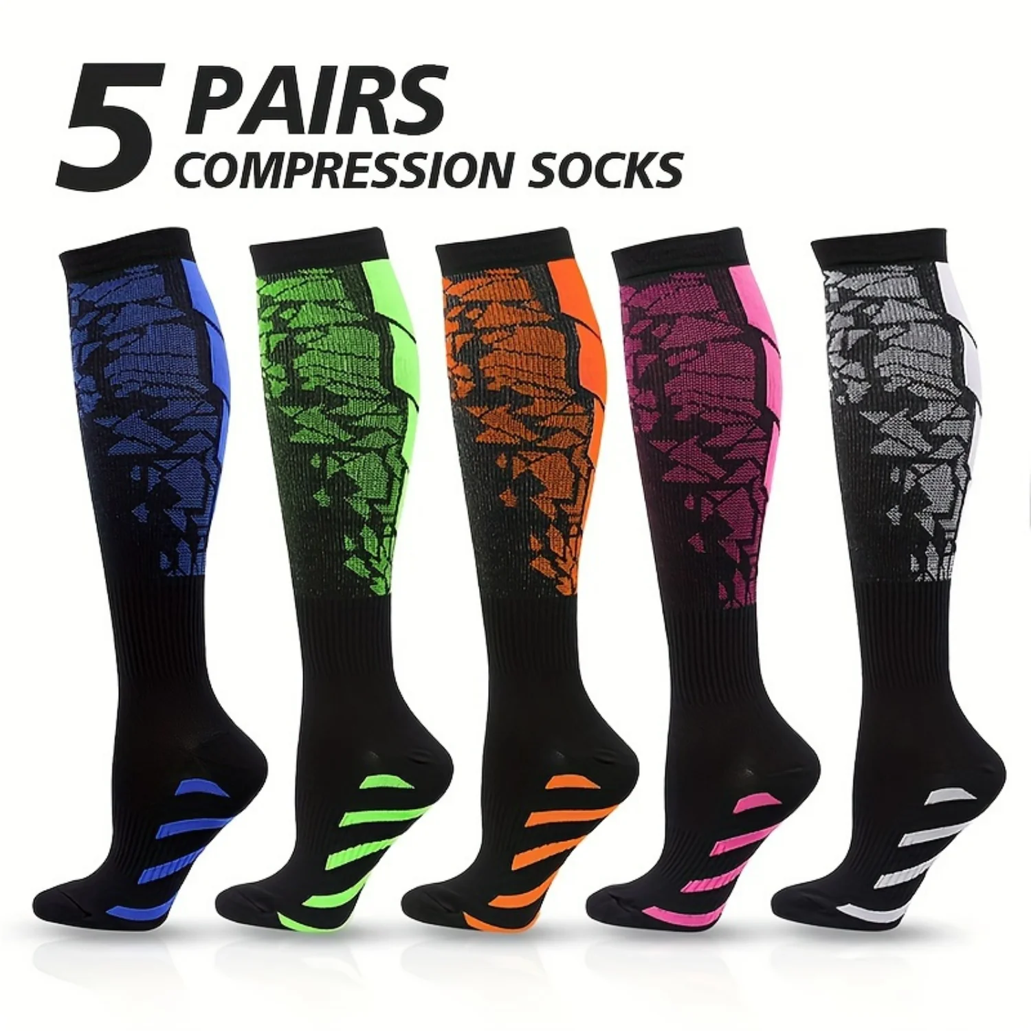 

Compression Color Blocking Calf Sports Socks for Running Cycling
