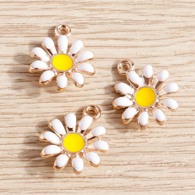 Tusember 10 Stück vergoldete, bunte, niedliche Gänseblümchen-Anhänger für DIY-Schlüsselanhänger, Ohrringe, Armbänder, Schmuckherstellung und Zubehör – Detail 19