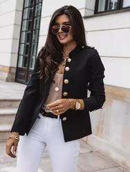 Women's Blazers Streetwear 2024 Spring New in Fashion Long Sleeved Slim Fit Breasted Small Suit Short Jacket Commuting Top Coats