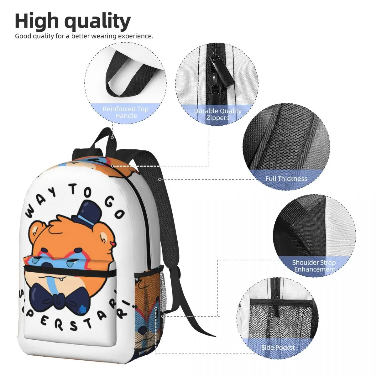 FNAF Security Breach Glamrock Freddy 'superstar' Backpack Daypack Large Capacity BookBag School Bag Shoulder Bags for Men Women