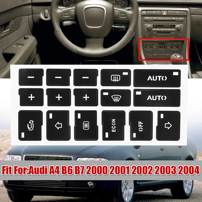 

For Audi A4 B6 B7 2000-2004 AC Climate Control Button Repair Decal Car Interior Air Conditioner Panel Button Repair Sticker Trim