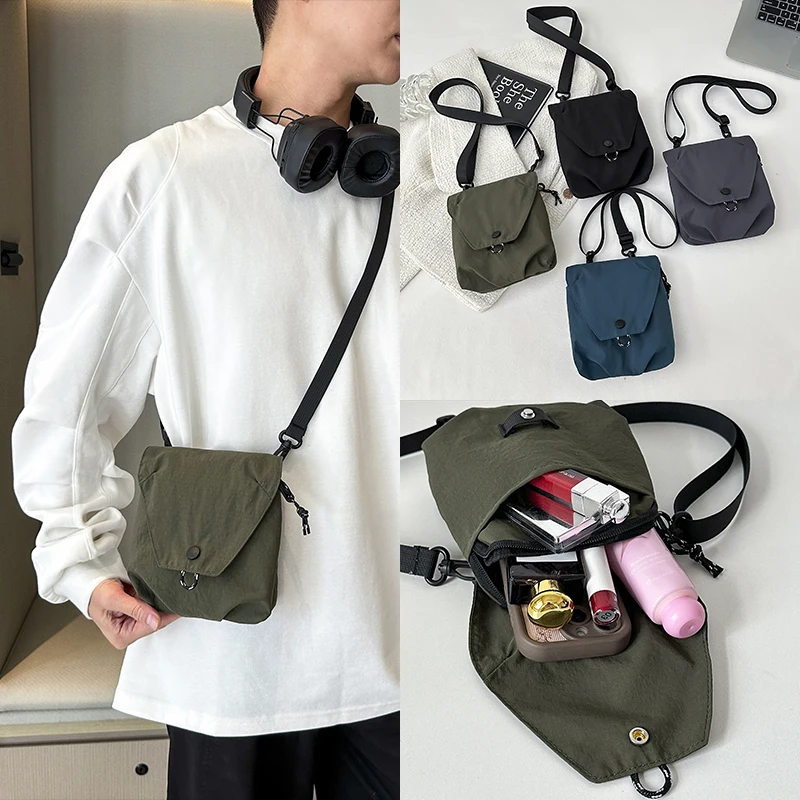 Portable Shoulder Bag Unisex Waterproof Nylon Fabric Crossbody Bag Casual Phone Bag for Travel