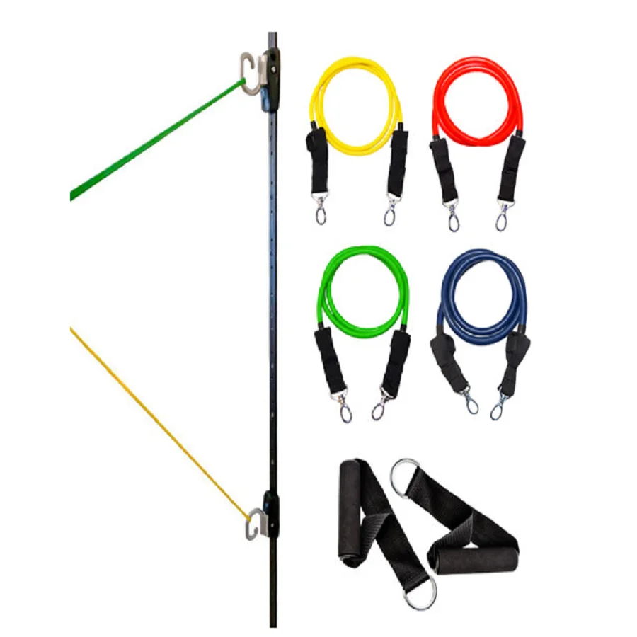 

Space Saver Gym - Resistance Band Wall Anchor (2 Rails + 2 Rail Cars) With Set of 4 Resistance Bands/Handles