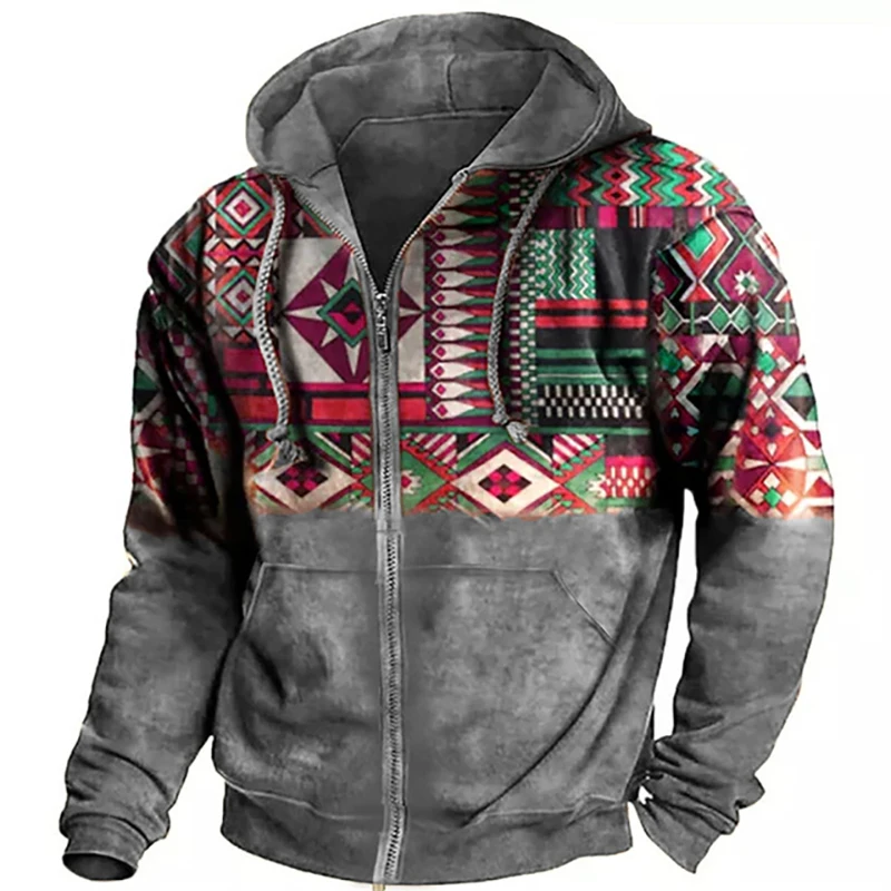 Autumn Ethnic Style 3D Printed Hoodies Men Women Fashion Vintage Oversized Sweatshirts Zipper Hoodie Male Tracksuit Man Clothing