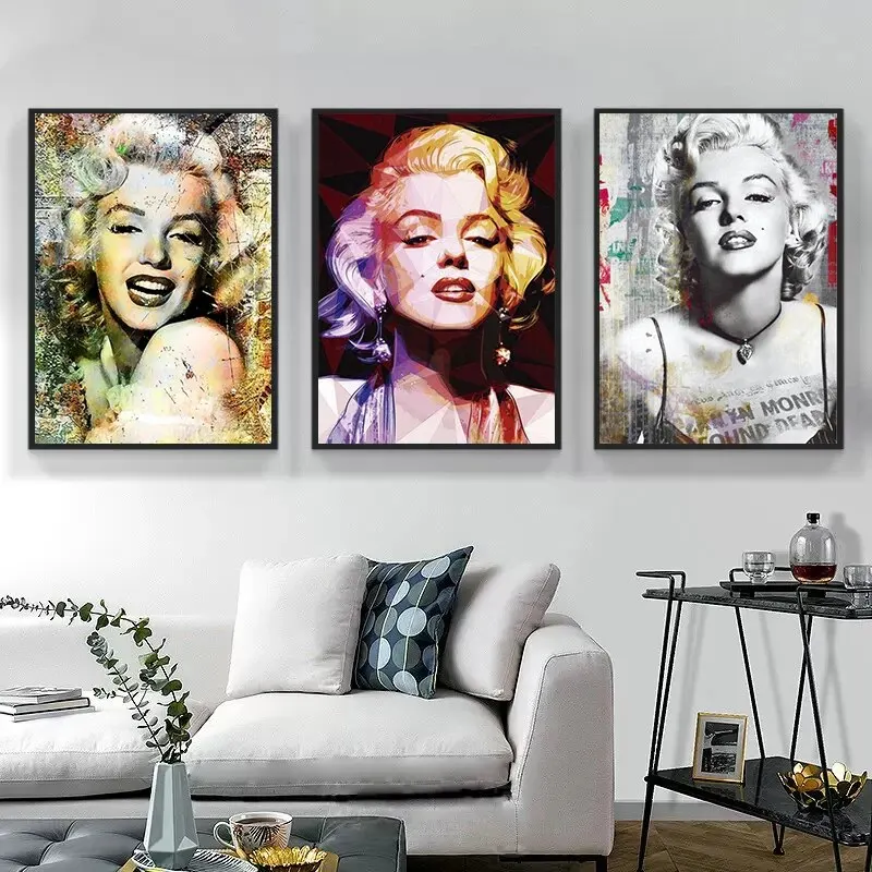 Abstract Marilyn Monroe Portrait Canvas Poster and Prints  Retro Nordic Wall Art Picture for Living Room Home Decor