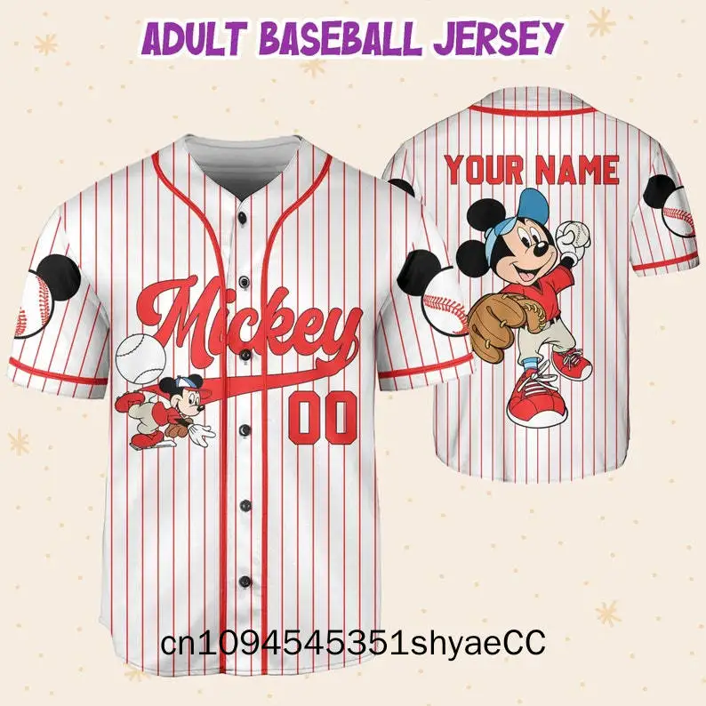 

Personalize Disney Mickey Play Baseball Red Custom Kid Youth Adult Disney Jersey, Baseball Jersey, Mickey Mouse Jersey, Gift for