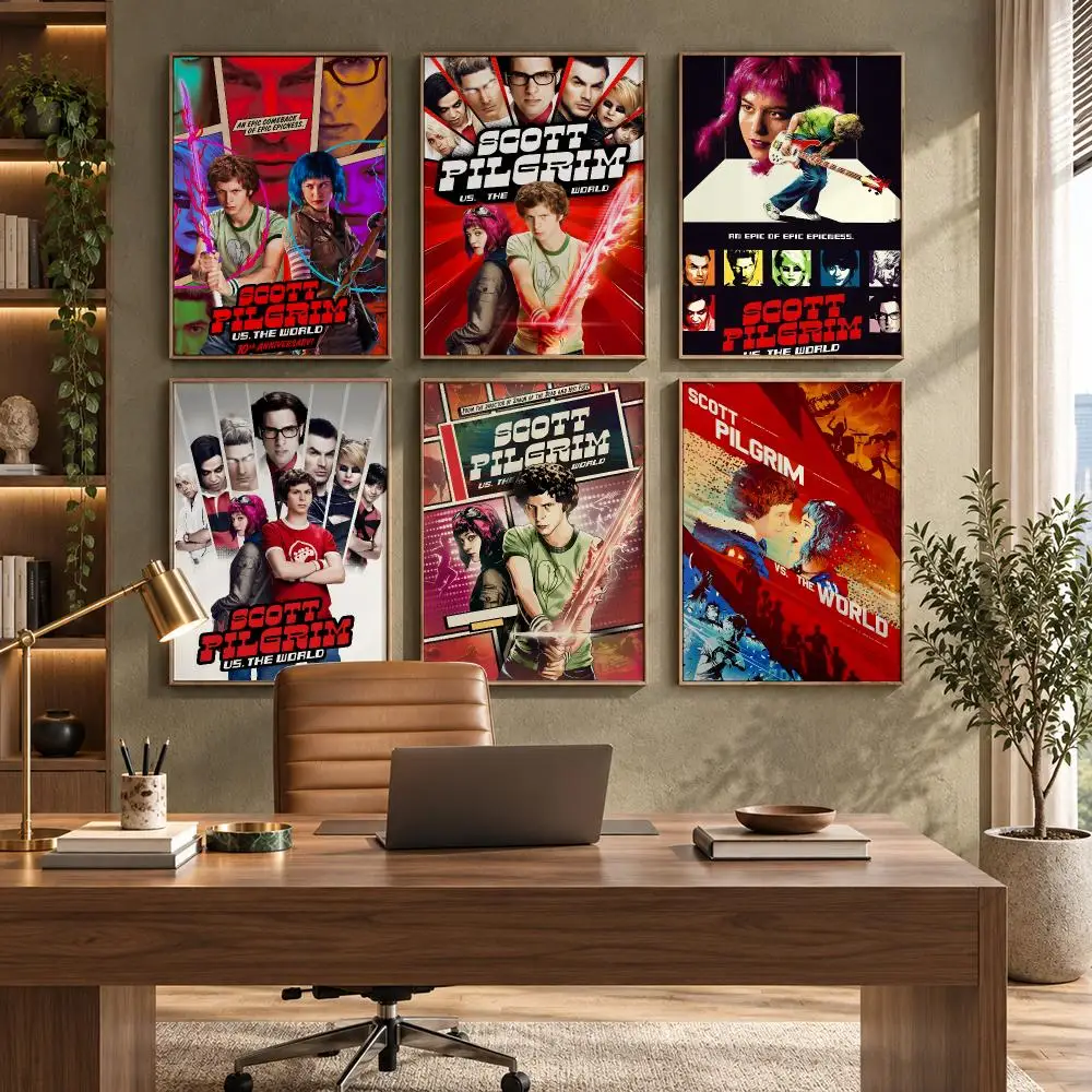 S-Scott Pilgrim Vs The World Poster High-Quality Waterproof Wall Decal for Study, Living Room & Garage, Great Gift for Fans