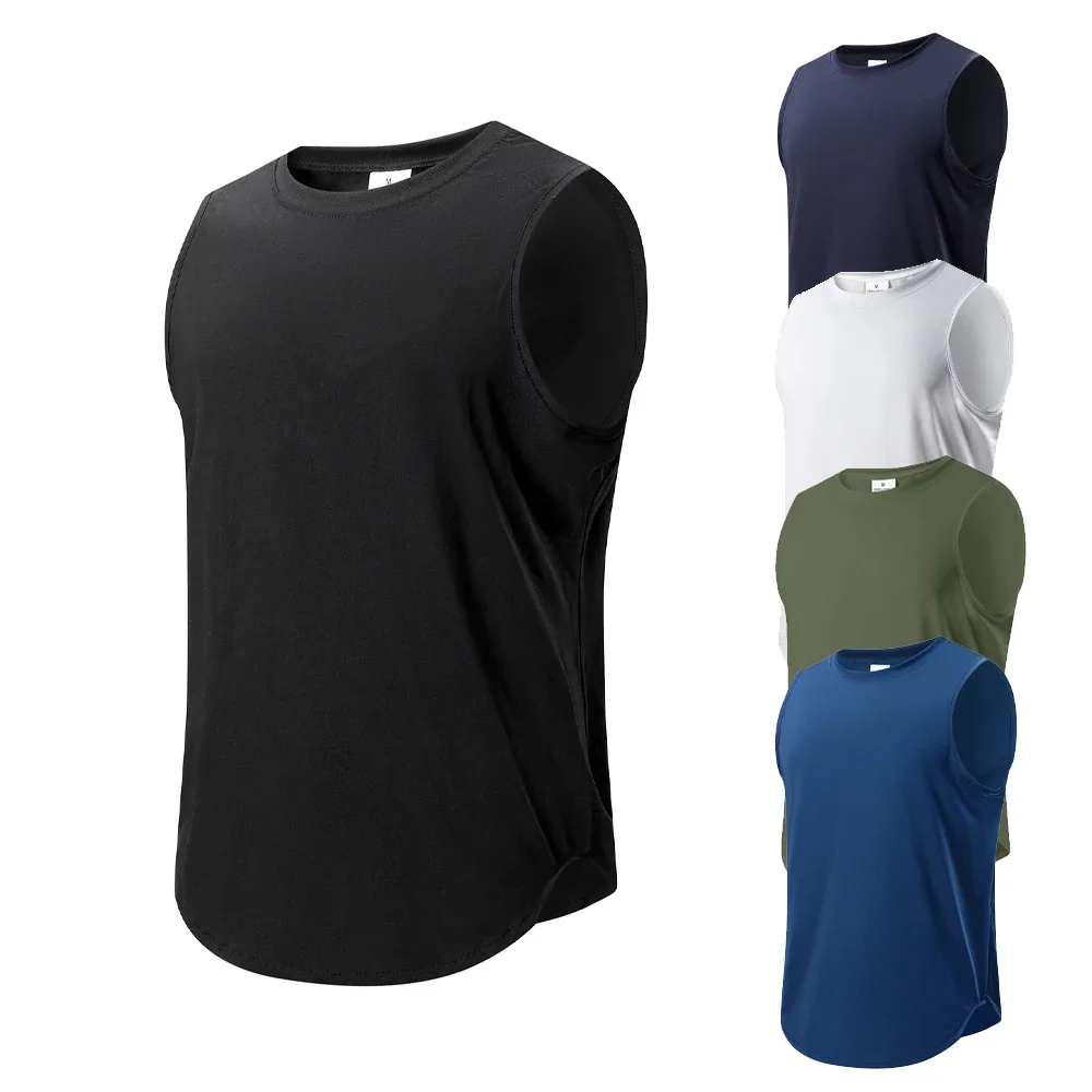Atmungsaktives Tank-Top für Herren, Sommer, lässig, ärmellos, schnell trocknend, für Fitnessstudio, Fitness, Sport, T-Shirt, Laufweste, Unterhemd, T-Shirt