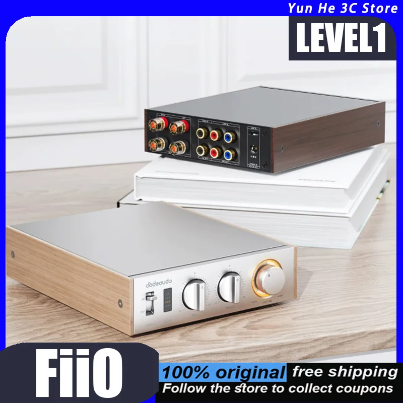 

FiiO LEVEL1 Audio Power Amplifier Hi-Fi High Power Bluetooth Home Use Aluminum Alloy Compact Size Retro Mechanical Design