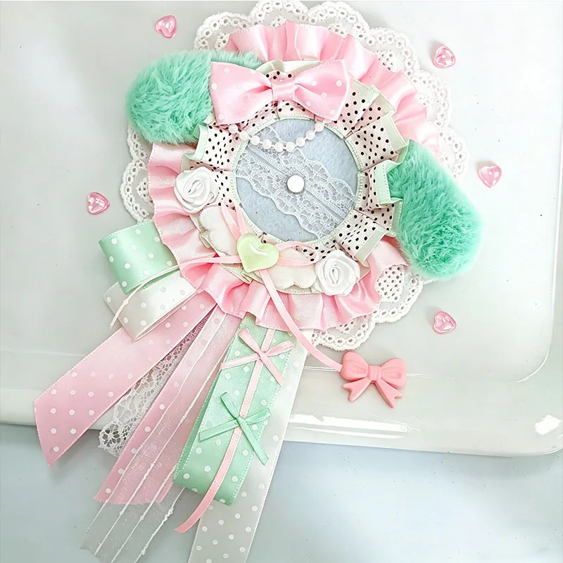 Sweet DIY Plush Card Holder with Ribbon Anime Lace Photocard Case Lolita Idol Display Photo Protector Case Card