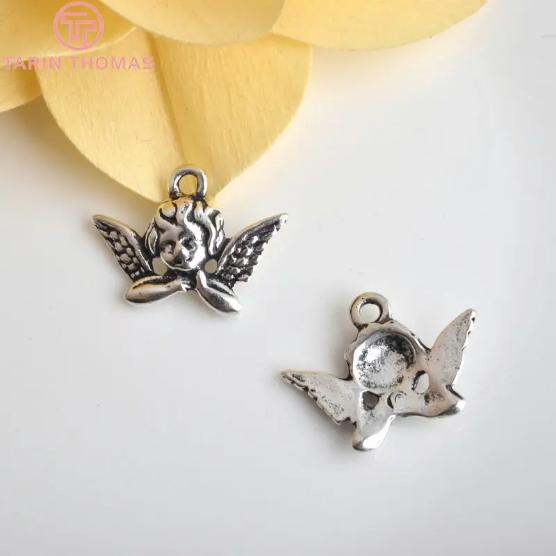 (3901)10PCS 20x11MM Antique Gold Color Plated Zinc Alloy Necklaces Pendants Angel Charms Diy Handmade Jewelry Findings Wholesale