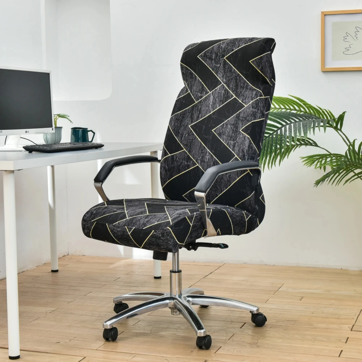 Elegant, stylish, and anti-dirty floral printed elastic armchair slipcover - perfect for upgrading your office gaming desk seat