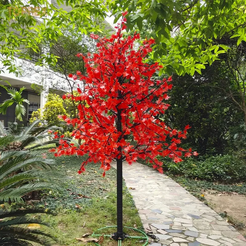 Wholesale Waterproof Iron Red Maple Tree Lights Christmas Day Outdoor Decoration and Streetscape