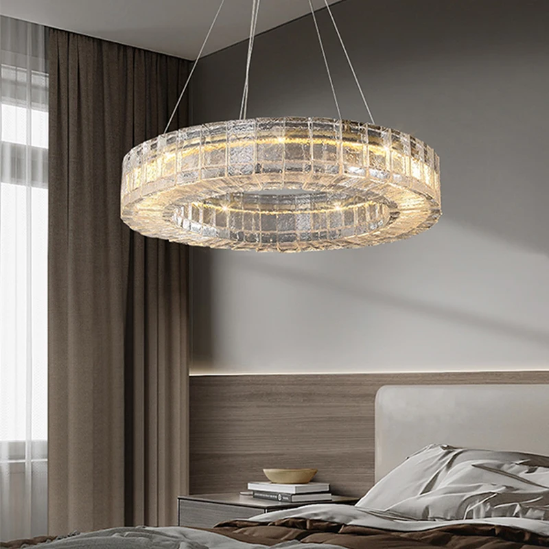 LED Modern Designer Handmade Ice Circle Glass Ceiling Chandeliers Lighting,Lustre Suspension
