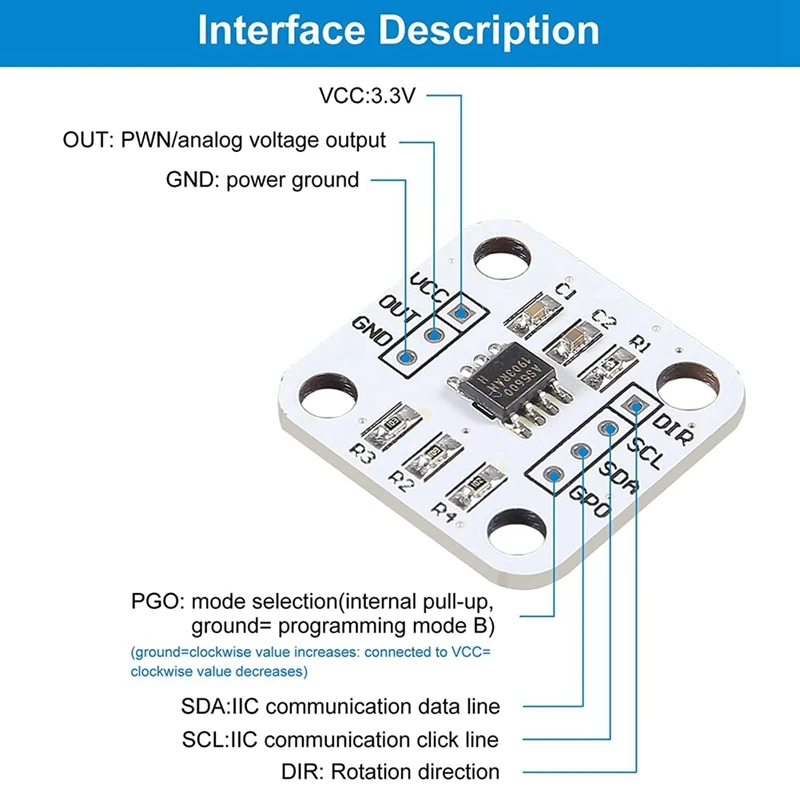 AS5600 Magnetic Encoder Magnetic Induction Angle Measurement Sensor Module 12bit High with Magnet 1set-A09I