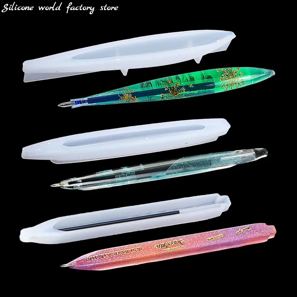 Silicone World DIY Ballpoint Pen Silicone Molds Crystal Drop Glue Resin Mold Pen Core Homemade Stationery Office Supplies Making