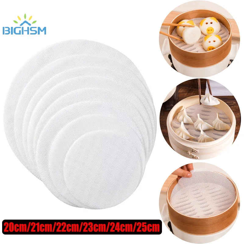 5Pcs Non-Stick Steamer Mat Dim Sum Tool Food Grade Silicone Kitchen Under Steamers Pad Eco-friendly Cookware Cooking Accessories